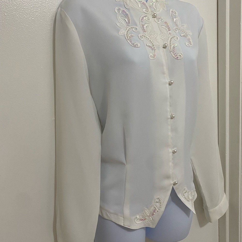 Vintage Sheer Squiggle Applique Blouse Black main image 0